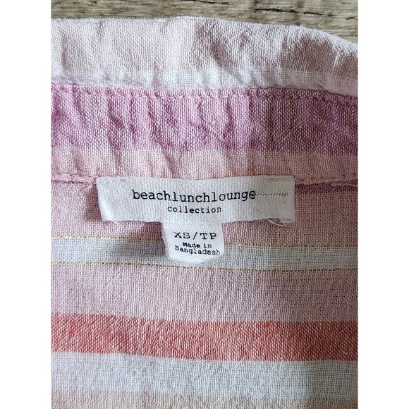 BEACHLUNCHLOUNGE Colorful Striped Short Sleeve Button Down Shirt Women's XS - Picture 5 of 6
